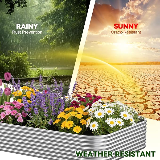 4 Pack 6x3FT Corrugated Galvanized Steel Raised Garden Bed Outdoor, Metal Above Ground Garden Bed for Vegetables and Flowers, Raised Beds for Gardening