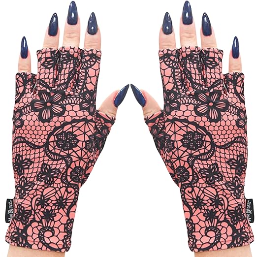 ManiGlovz - UPF 50+ UV Light Protective Nail Gloves | Gel Manicure Gloves and Anti UV Fingerless Gloves for Women | Can be Used as Sun Protection Gloves for Driving | Sugar and Spice