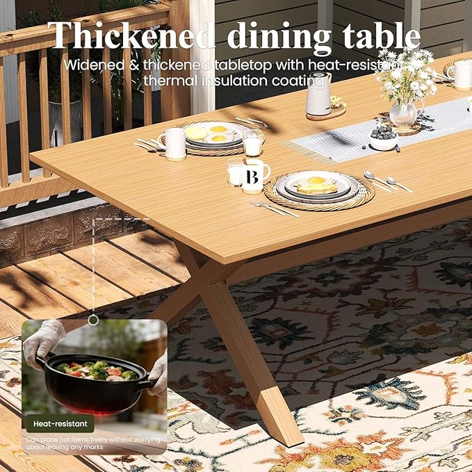 LayinSun Outdoor Dining Set for 6, 7 Pieces Patio Furniture Sets with Aluminum Dining Table and Rope Weave Chairs