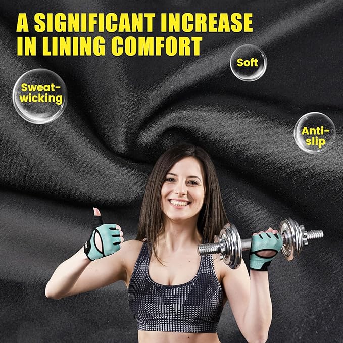 Ventilated Weight Lifting Gloves, Thick Padded Workout Gym Gloves with Full Palm Protection & Grip & Shock Absorption for Women & Men's Fitness Exercise Training