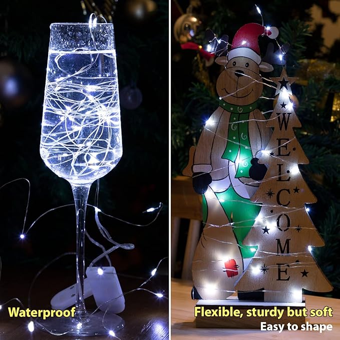 HXWEIYE 12 Pack Fairy Lights Battery Operated, 7ft 20LED Mini Twinkle String Light for Mason Jar DIY Wedding Table Centerpieces Party Bedroom Christmas (White)