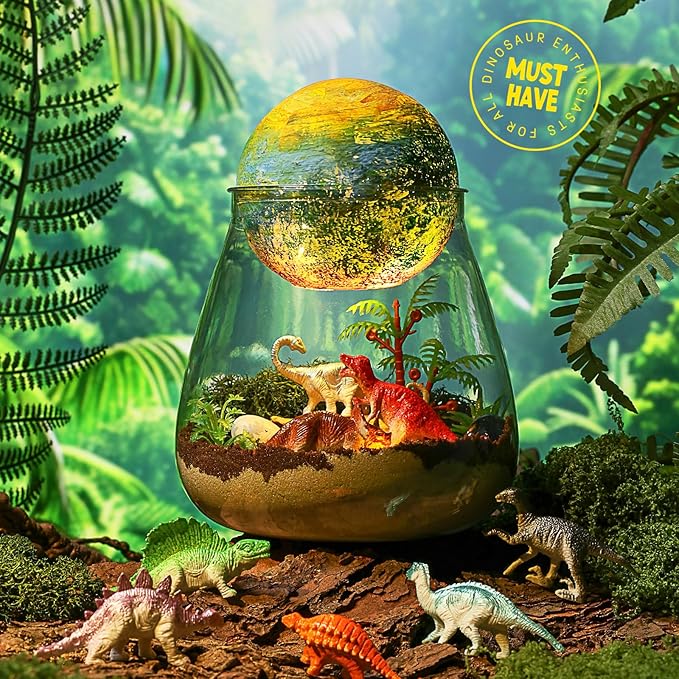 LAOESE Dinosaur Terrarium Kit for Kids - Dino Kid Crafts with DIY Moon Lamp Kit - Birthday Gift for Boys Ages 4 5 6 7 8-12 Year Old - Arts and Crafts for Boy and Kids - Gifts for Boys