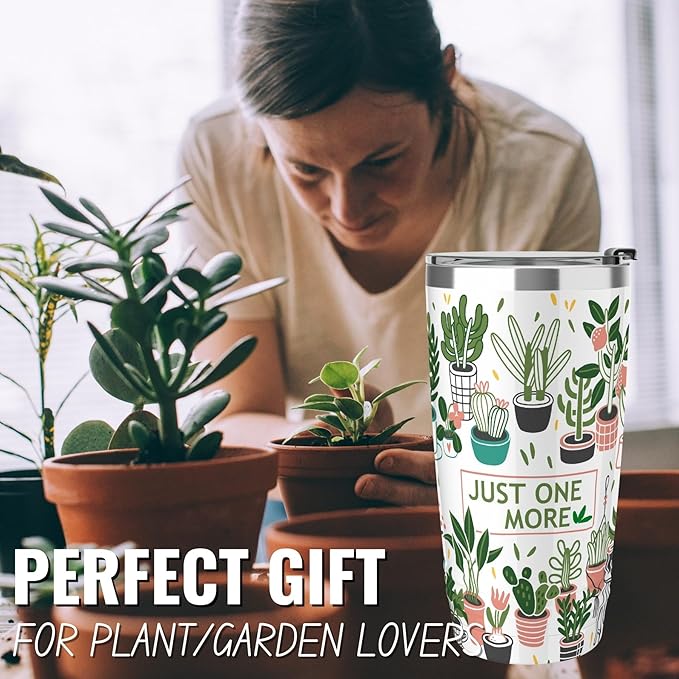 Onebttl Gardening Gifts for Women, Tumbler for Plant Lovers, Gardeners - 20oz/590ml Double Wall Vacuum Insulated Stainless Steel Tumbler Cups - Gifts for Birthday, Christmas - Just One More