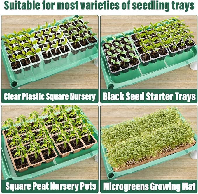 5-Tier Seedling Stand with 5 Trays, Designed for Seed Starter Tray and Small Pots for Plant Indoor Outdoor Growing (Green)