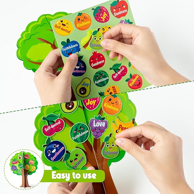 Aginc Berry 16 Set Fruit Bible Trees Cutouts, Make Your own Fruit Bible Accents Tree, DIY Christian Religious Learning Fruits Tree for Sunday School Classroom Church Home Fun Activities