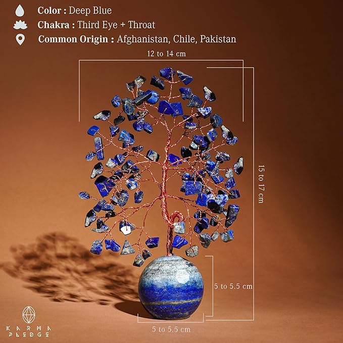 Crystal Tree of Life Home and Office Decor Gifts for Women, Lapis Lazuli Chakra Healing Stones Feng Shui Bonsai Tree for Positive Energy, Money, Good Luck, Christmas Decor, Birthday Gifts for Mom