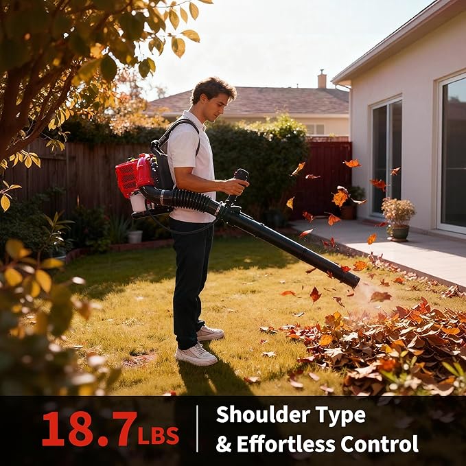 52CC Backpack Blower, 2.2-HP 2-Cycle Gas Leaf Blower with 780 CFM & 270 MPH, Backpack Leaf Blower, Powerful Clearing Performance for Wet Leaf & Debris Clean & Snow Removal