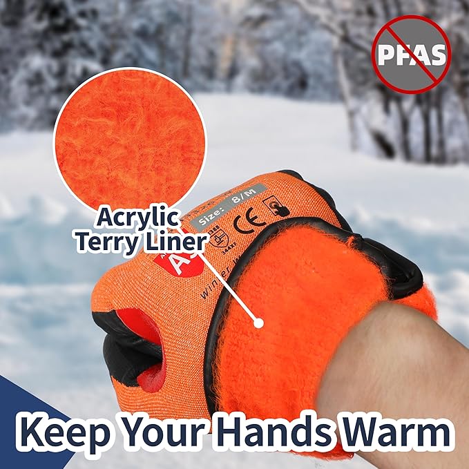 Schwer FreezeGuard-X Winter Work Gloves for Men and Women, ANSI A9 Cut Resistant Gloves for Extreme Protection, Freezer Glove With Super Grip, Touchscreen, Thermal Insulated, PM3326-W (XS,2 Pairs)