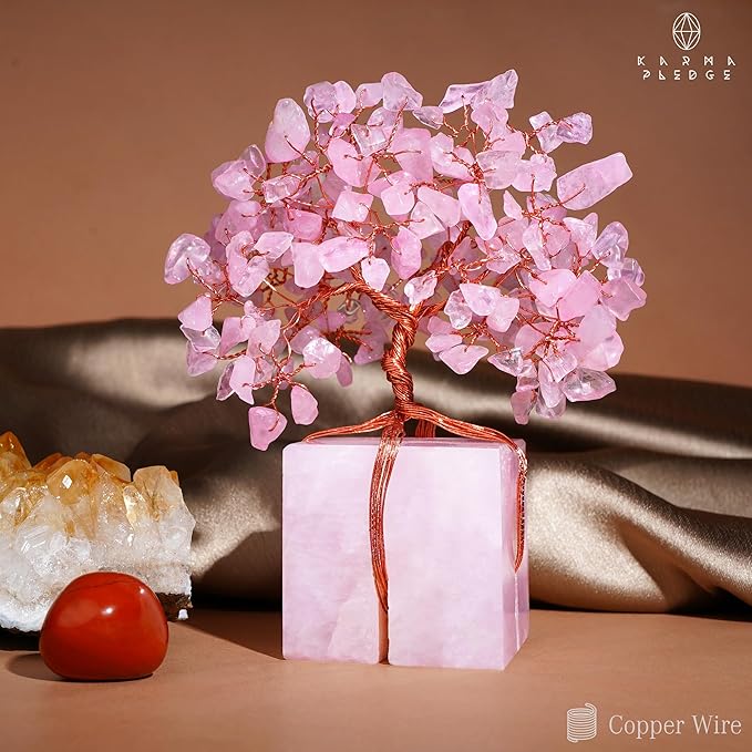 Rose Quartz Trees Gifts for Women, Mom, Sister, Unique Gifts for Her Birthday, Anniversary, 7 Chakra Healing Crystal and Stones for Positivity, Money, Good Luck, Tree of Life Home and Office Decor