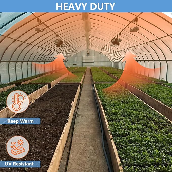 10x33 FT Greenhouse Plastic Film, 6 Mil Clear Film, Superior Toughness, Transparent Hoop House Covering for Gardening, Farming