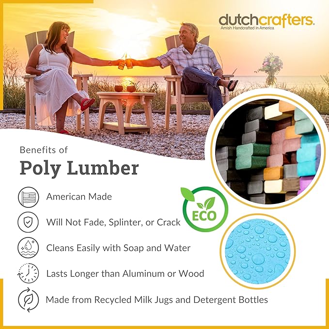 DutchCrafters Recycled Poly Round Balcony Dining Set, Table with 4 Chairs, Bar Height, Swivel Chairs, 5 Piece Patio Furniture Set, Amish Made in USA, Two-Toned Colors (Dark Gray & White)