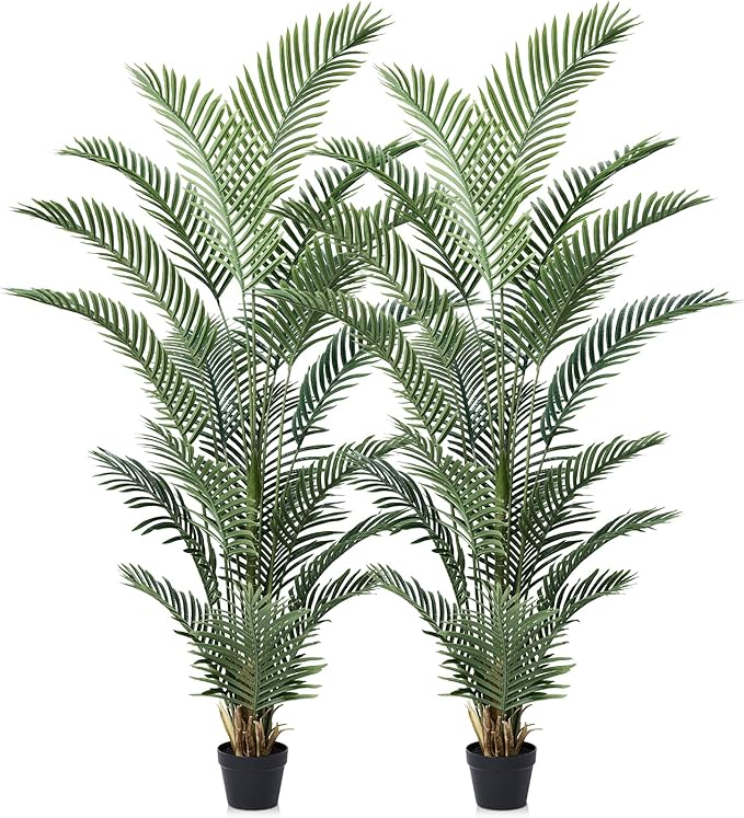 VeriNatural Artificial Palm Tree 6FT Tall Palm Trees UV Resistant Fake Plant Large Potted Faux Tropical Areca Palm Floor Plants for Indoor Outdoor Home Living Room Porch Patio Decor 2 Pack, VN125