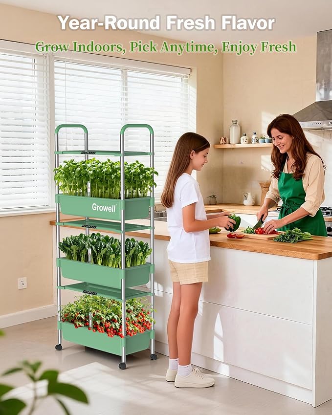 Large Hydroponics Growing System Kit, Vertical Indoor Herb Garden Kit with LED Grow Light & Independent Water Pump, 42L Movable Indoor Planter Perfect Gardening Gifts (3 Tier-81 Pods Green)