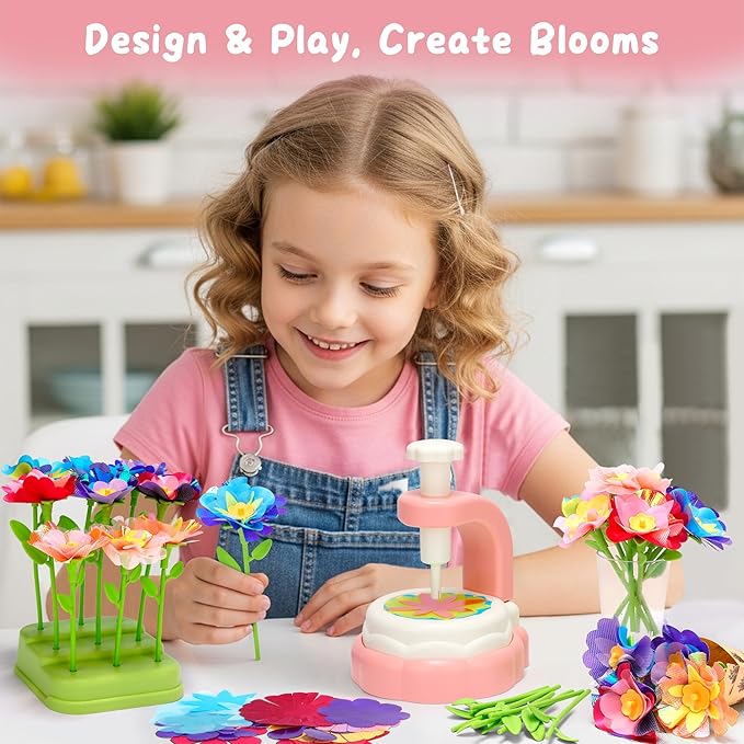 Aboofx Fabric Flower Making Kit for Girls Advent Calendar 2025, 20 Day Christmas Countdown Calendar Flower Craft Kit Toy for Kids and Toddler, Christmas Flower Bouquet Craft Toys Gifts for Girls Boys