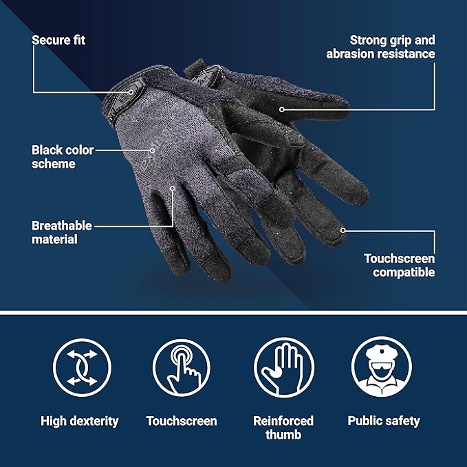 HexArmor Law Enforcement Search Safety Tactical Work Gloves, HexBlue 2132 Series