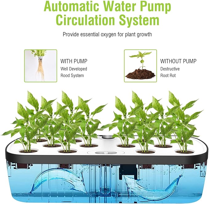 Hydroponics Growing System Indoor Garden,12 Pods Indoor Gardening System with LED Grow Light, Height Adjustable, Plants Germination Kit, Hydroponic Planter Fresh Harvest (White)