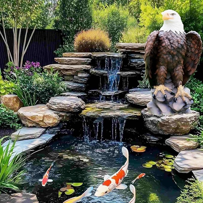 24.5 Inch 9.6 lb American Eagle Statue,Large Resin Bald Eagle for Outdoor Garden, Yard Art, Lawn, Patio or Indoor Home & Office Decor, for Men, Veterans, Husband, Boyfriend