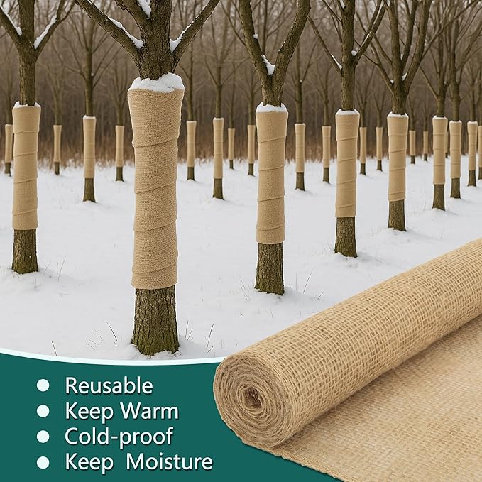 Nature Burlap Fabric Roll 40 inch x 82 Ft, Burlap Tree Wraps Trunk Protector, Winter Frost Plant Blankets Cloth, Landscape Weed Barrier Fabric, Erosion Control Blankets, DIY Garden Raised Bed Liners