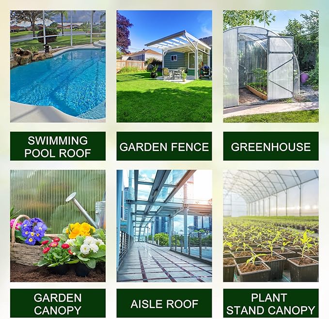 Tatuo 12 Pack 8' X 2' X 0.16'' Polycarbonate Greenhouse Panels Polycarbonate Sheets Twin-Wall Roof Panels Waterproof UV Protected Clear Corrugated Plastic Roofing for Greenhouse Replacement