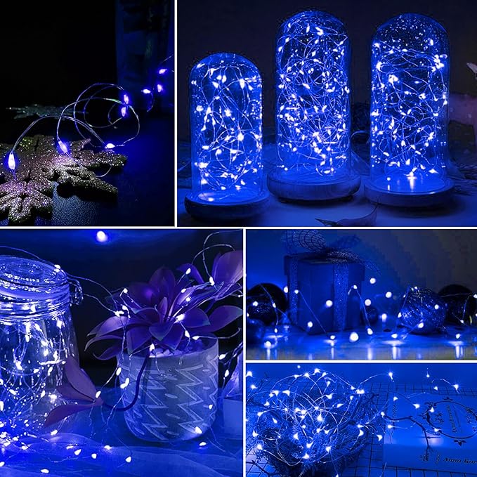 AIKEI 6 Pack LED Fairy Lights Battery Operated, Mini String Lights Waterproof 7FT 20 Led Firefly Starry Lighting for Wedding Party Bedroom Garden Halloween Christmas Inodoor Outdoor Decorations Blue
