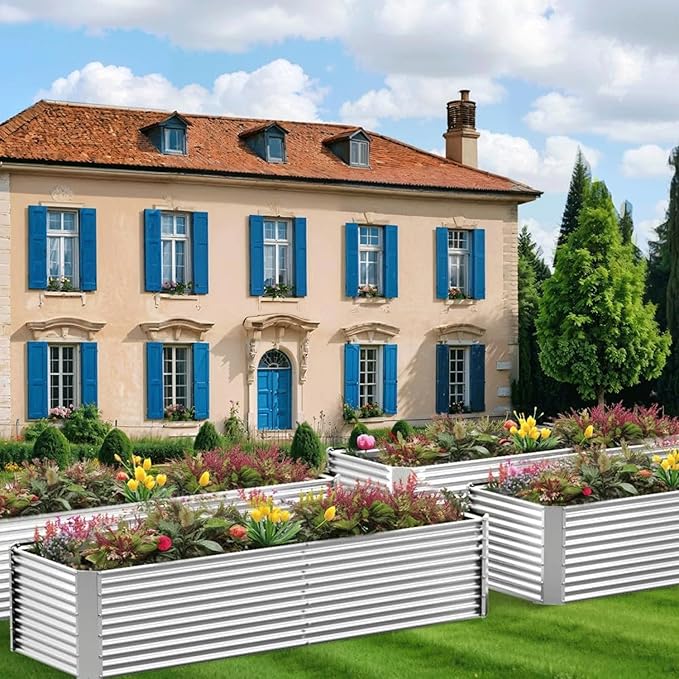 2 Pack Tall Corrugated Galvanized Steel Raised Garden Bed Outdoor, Metal Above Ground Garden Bed for Vegetables and Flowers, Rectangle Raised Beds for Gardening-3x2FT