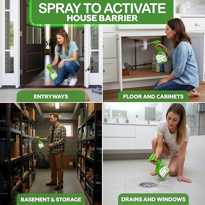 GoneNaturally Peppermint Oil Spray for Bugs– Insect Repellent & Bug Spray for Home– Kills & Repels Ants, Roaches, Spiders, Flies, Mosquitoes & More– Safe for Kids & Pets– Indoor & Outdoor Use (16oz)