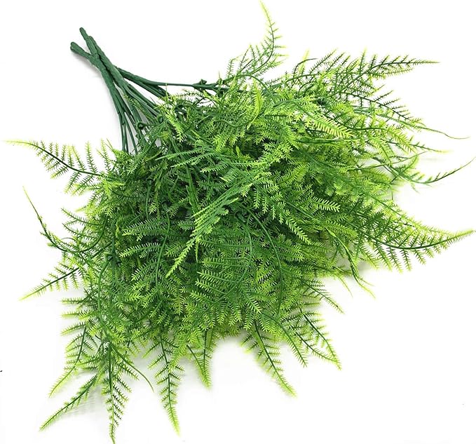 PASYOU Artificial Shrubs, Plastic Plants Fake Bushes Grass Greenery Leaves Shrub Bush Home Garden Indoor Outdoor Verandah Wedding Party DIY Table Arrangement Decoration Planting Filler 4 Bundles