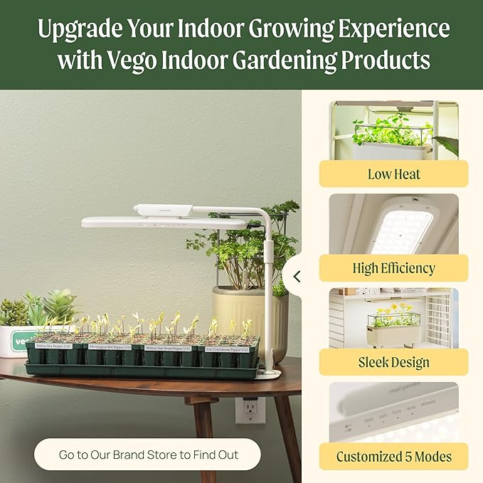 Vego garden Seedling Suite Products, 4 Pack Jumbo Seedling Trays and 4 Pack Standard Seedling Trays with 10" x 20" Bottom Watering Trays
