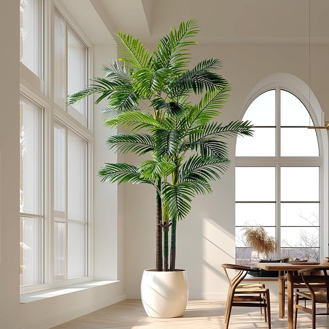 Erimda 8.2FT Artificial Phoenix Palm Tree Artificial Plants Indoor Outdoor Large Faux Coconut Silk Palm Tree Tropical Fake Tree Faux Sago Palm Plant for Modern Farmhouse Yard Outside Patio Poolside