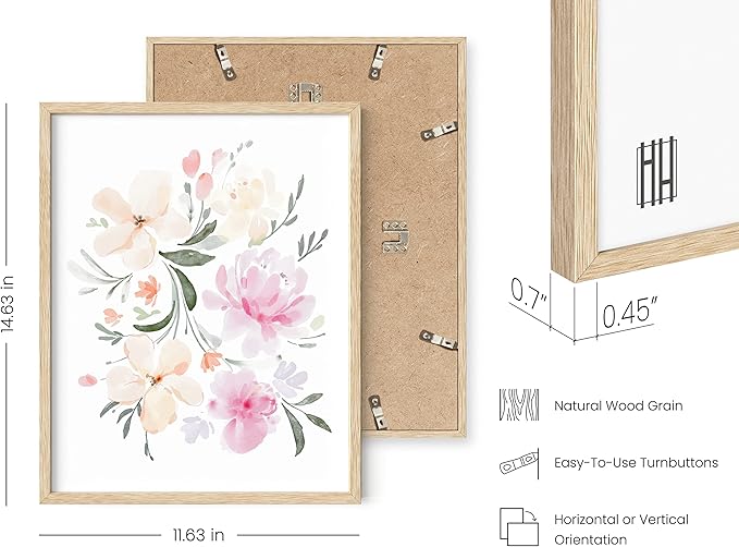 HAUS AND HUES Flower Wall Decor - Set of 4 Floral Wall Art, Framed Bouquet Pictures for Living Room, Bedroom, and Kitchen, Flower Pictures Wall Decor (Framed Beige, 11x14)