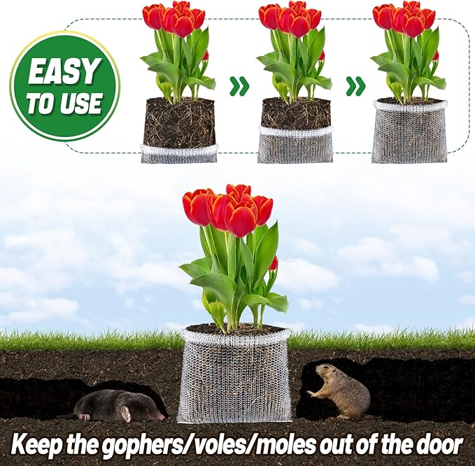Aulock 1 Gallon Plant Root Protector for Gopher Voles Moles, 6 Pack Stainless Steel Guard Baskets Cages