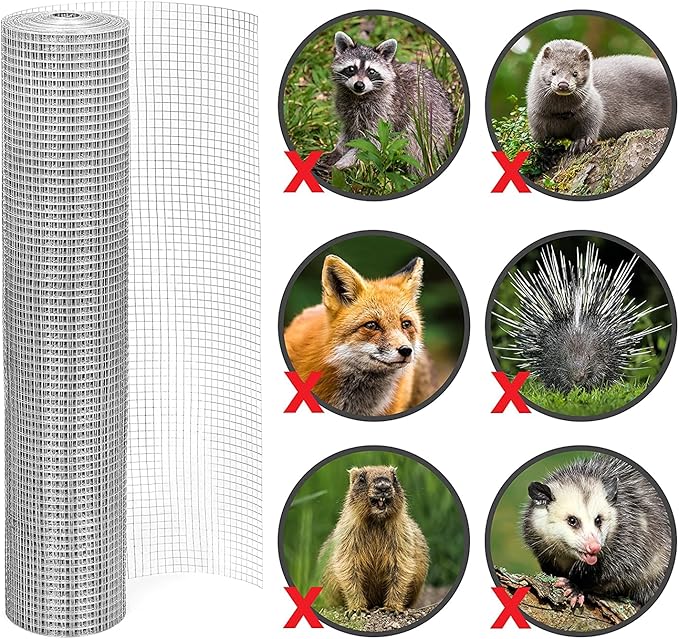 Hardware Cloth 1/2 inch Mesh 72" x 50' 19 Gauge, Hot-Dip Galvanized After Welding, Wire Mesh Roll Chicken Wire Fencing Gopher Wire Tree Guard Welded Wire Fencing Chicken Wire Cloth &Wire Mesh