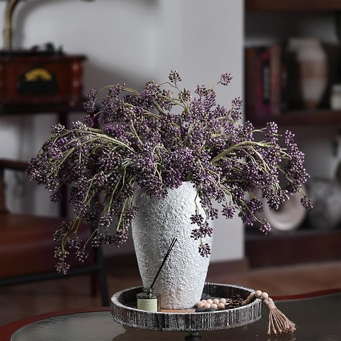6 Pcs Plum Faux Berry Stems Artificial Dusty Sedum Berry Stems Picks Branches Faux Spray for DIY Holiday Farmhouse Home Mantel Harvest Decorations (32 Inch)