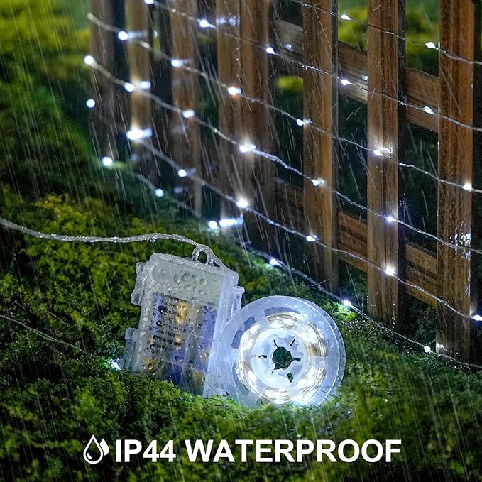 JMEXSUSS 2 Pack Fairy Lights Battery Operated, Total 400 LED 132ft Outdoor Fairy String Lights with Remote, 8 Modes Copper Wire Twinkle Lights for Bedroom Tree Wall Patio Outside Decor, White