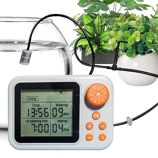 Indoor Plant Automatic drip Irrigation kit Suitable for Automatic Watering System of 15 Potted Plants, programmable Water Timer, Intelligent Humidity Detection (4 Sets)