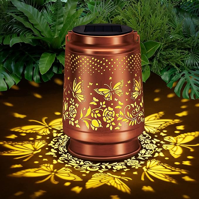 siruitong Solar Lantern Outdoor Lamp Waterproof Decorations Garden Decor, Christmas Birthday Gifts for Women, Mom, Grandma Decorative Garden, Yard, Patio, Lawn, Balcony Porch - Butterfly