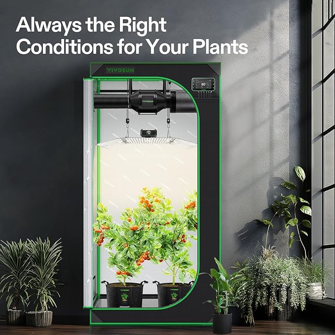 VIVOSUN GIY Smart Grow Tent System 3x3, WiFi-Integrated Grow Tent Kit, with Automate Ventilation and Circulation, Schedule Full Spectrum 200W LED Grow Light, and GrowHub E42A+Controller