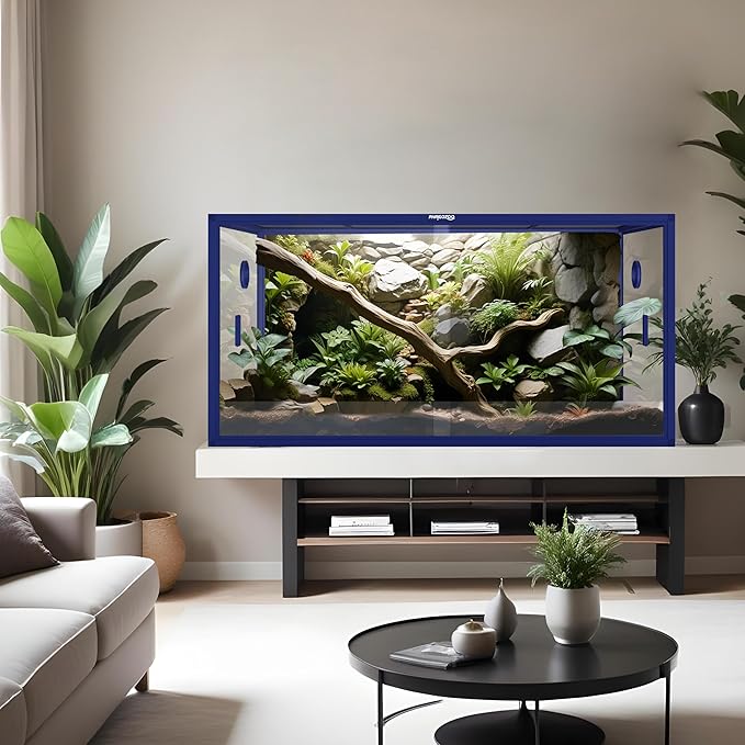 Phailozoo 120 Gallon Bearded Dragon Tank,48" x 24" x 24" Reptile Tank with Sliding Door Top Screen Ventilation, Front Opening Reptile Enclosure for Easy Maintenance