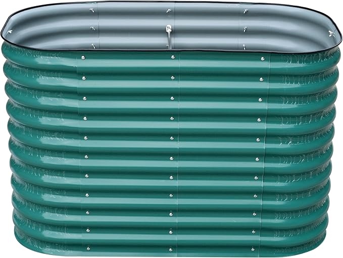 Raised Metal Garden Beds, Galvanized Steel, 47x24 inches, 2 Heights Available, Garden Green or Terra Cotta (Garden Green, 47.2" × 23.6" × 31.5")