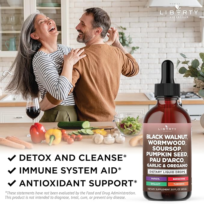 Defend Wormwood Black Walnut Cleanse for Humans Drops Liquid Soursop Garlic Pumpkin Seed PAU D'Arco Oil of Oregano Turmeric Berberine Neem Extract Hull Bark Tincture - 4 OZ