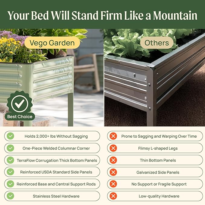 Rolling Elevated Raised Garden Bed - Jumbo Series, 3' x 8' Outdoor Planters Boxes with Legs & Storage Rack for Patio, 2000+ Lbs Weight Capacity, Raised Beds for Gardening Herbs Flowers, Olive Green