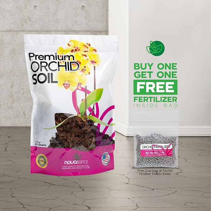 Orchid Potting Mix Orchid Food bark Fertilizer Orchid pots with Holes Orchid Soil Orchid Potting Soil repotting kit Perlite for Plants Orchids Free 2 oz Bag of Fertilizer Pellets Inside 2.4 Qts