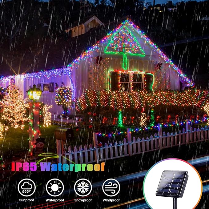 Extra-Long 144FT Solar String Lights Outdoor, 2 Pack 400LED Solar Fairy Lights for Outside Waterproof, Copper Wire with 8 Modes Solar Twinkle Lights for Tree Garden Party Xmas Decor (Multicolor)