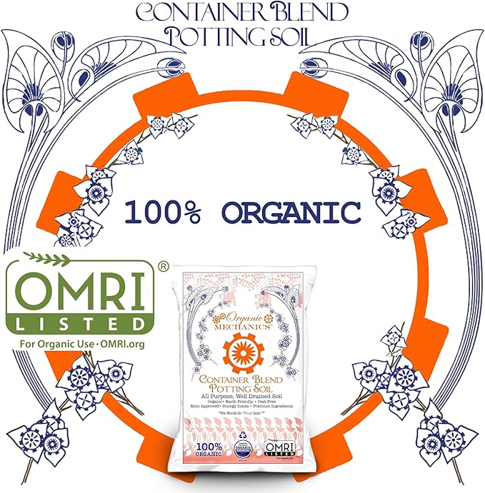 Organic Mechanics Container Blend Potting Soil, 1 Cu Ft - All-Purpose, Peat-Free, Well-Drained Blend with Compost, Rice Hulls, and Worm Castings for Growing Annuals, Perennials, Woody Plants