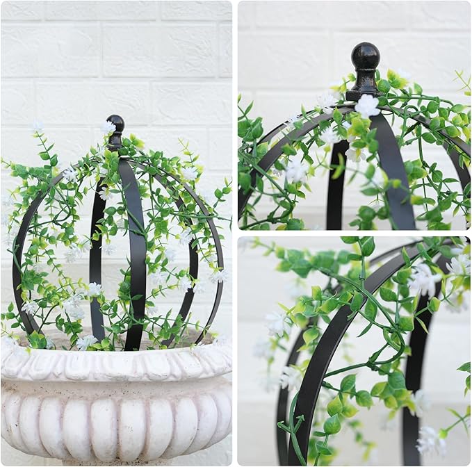 GOOOXIM Metal Garden Trellis - 12.6" x 17.5" Durable Black Powder Coated Obelisk for Climbing Plants, Ideal for Roses, Vines, and Flowers - Easy Assembly for Indoor & Outdoor Use
