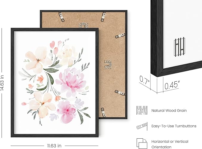 HAUS AND HUES Flower Wall Decor - Set of 4 Floral Wall Art, Framed Paintings, Floral Pictures (11x14, Black Frame)