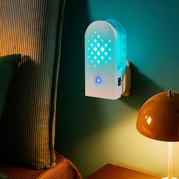 Lulu Home Flying Insect Trap Indoor, 365nm Plug-in Bug Light Catcher with 5 Reversible Sticky Pads for Mosquitos, Moths, Fruit Flies, Gnats - Fly Insect Trap for Home & Office