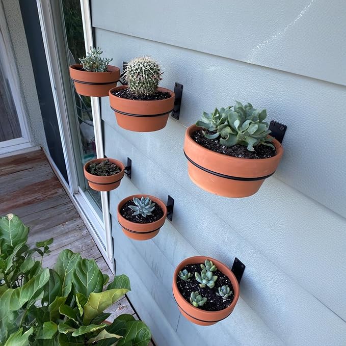 HERDUK Shallow Terracotta Pots 5 inch, Pack of 6 Clay Pots for Plants with Drainage Holes and Saucers, Mini Nursery Plant Pots for Seed, Succulents, Cactus, Indoor,Outdoor