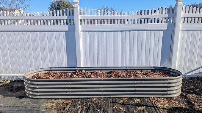 A ANLEOLIFE 8 Pcs 12X3X1.5 ft Oval Extra Large Galvanized Raised Garden Beds Outdoor for Planting Vegetables Flowers Herb, Quartz Grey
