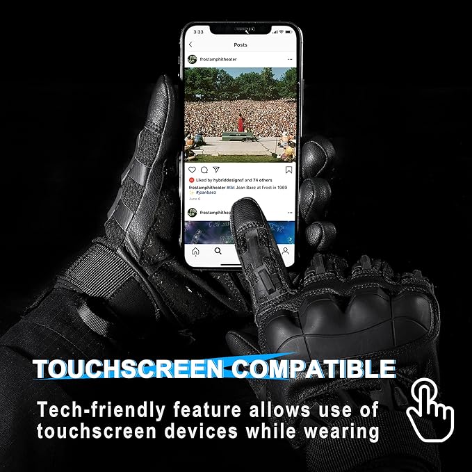 WTACTFUL Rubber Guard Tactical Gloves for Men Touchscreen Airsoft Motorcycle Hunting Outdoor